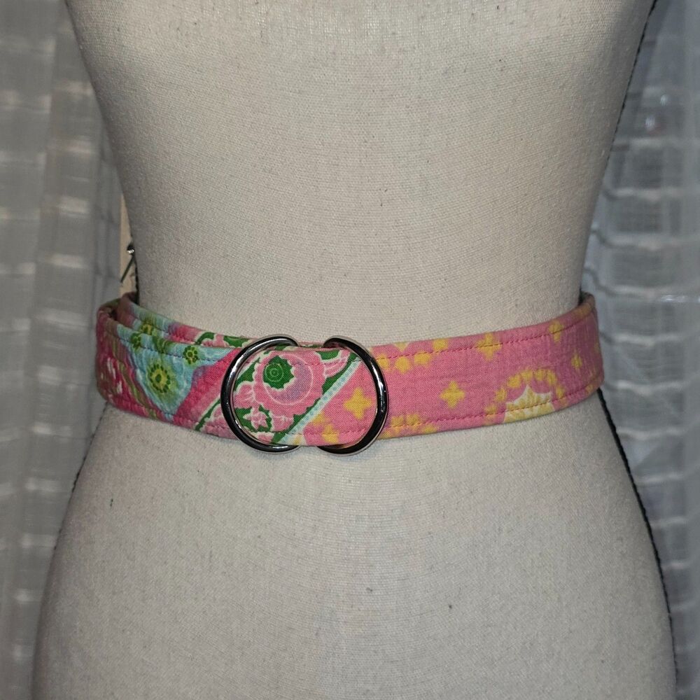 Oliver Green Preppy Pink & Green D Ring Belt Size Small